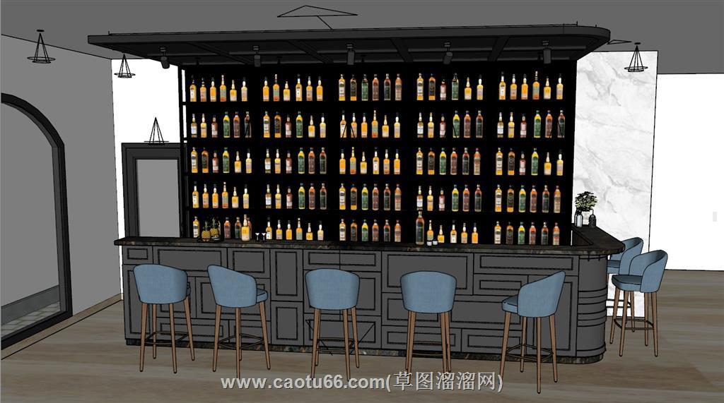 酒吧吧台前台柜SU模型