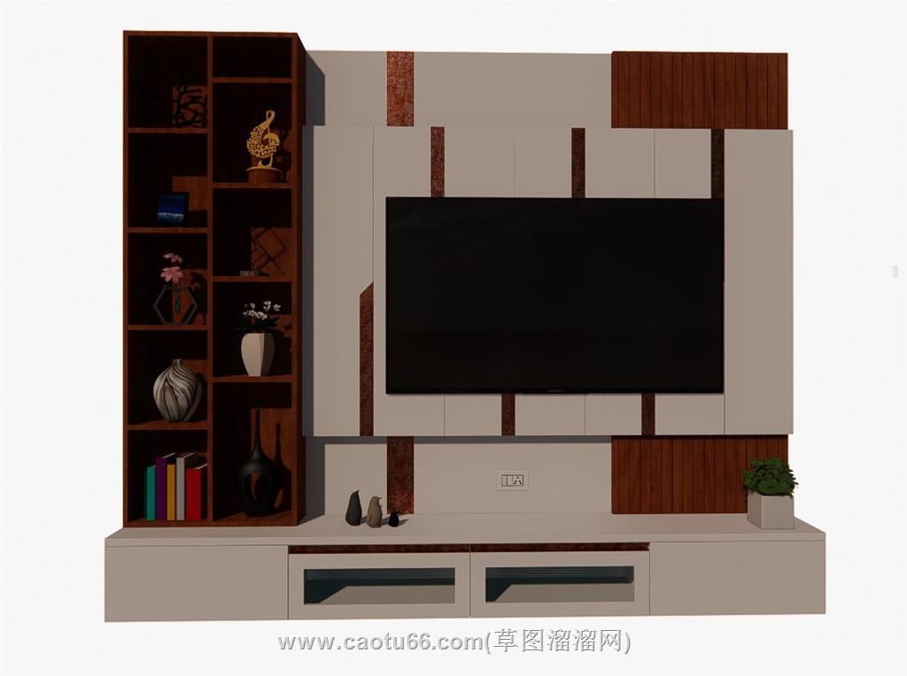 电视柜电视墙SU模型