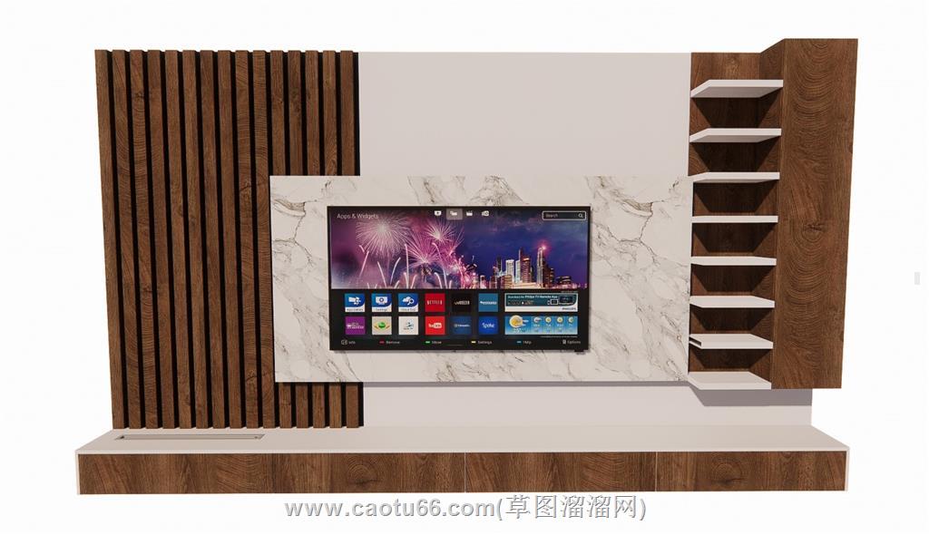 电视柜背景墙电视墙SU模型