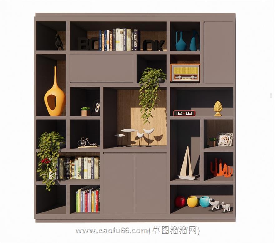 装饰柜摆件柜书柜SU模型