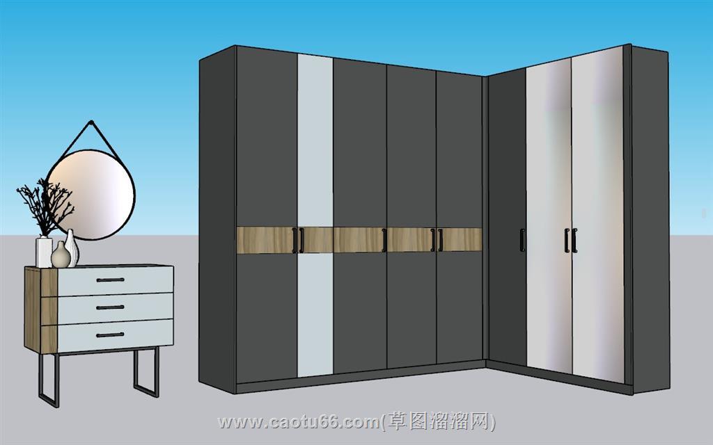 索菲亚衣柜边桌SU模型