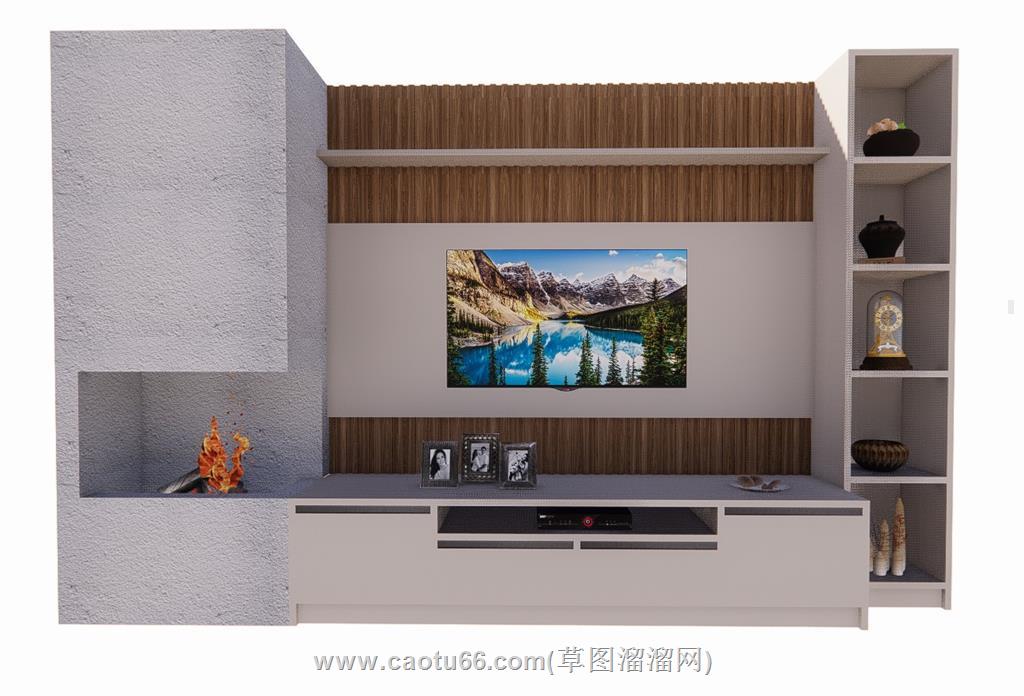 电视柜电视墙SU模型