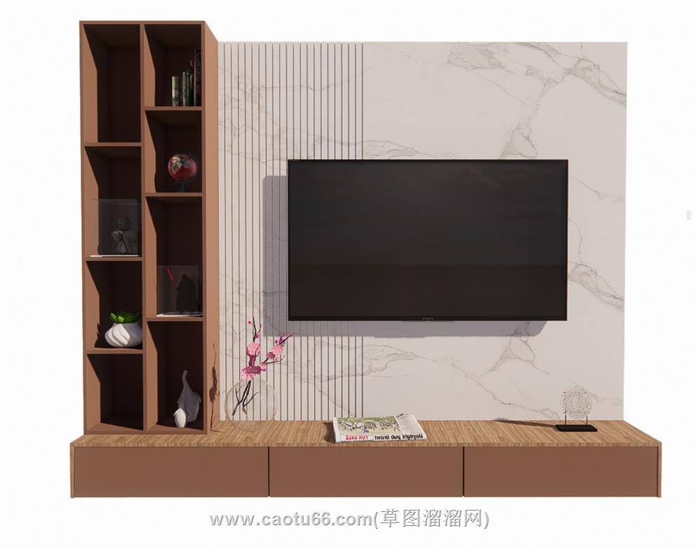 电视柜电视墙SU模型