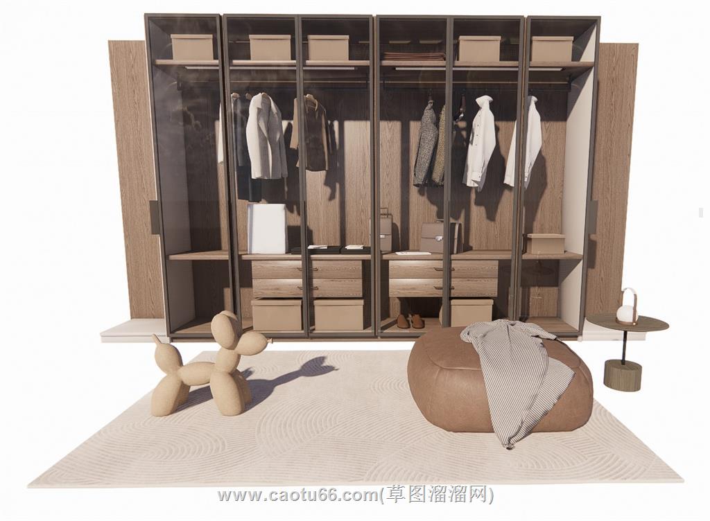 衣帽间衣帽柜SU模型