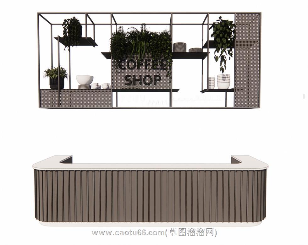 咖啡操作台前台SU模型