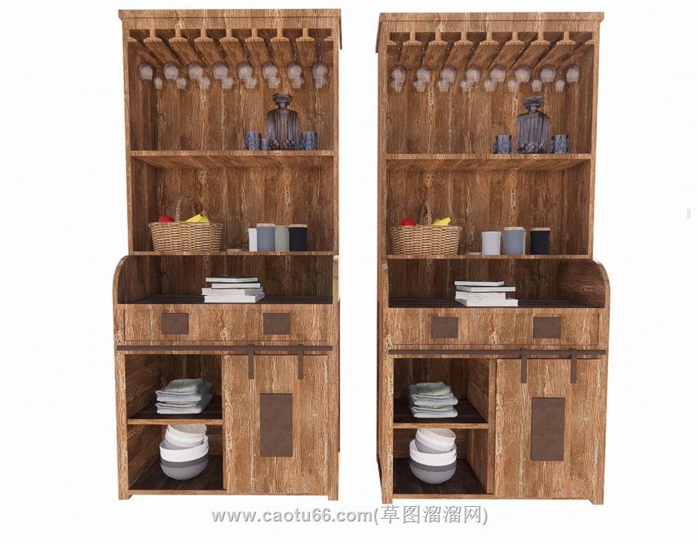 实木酒柜餐边柜SU模型