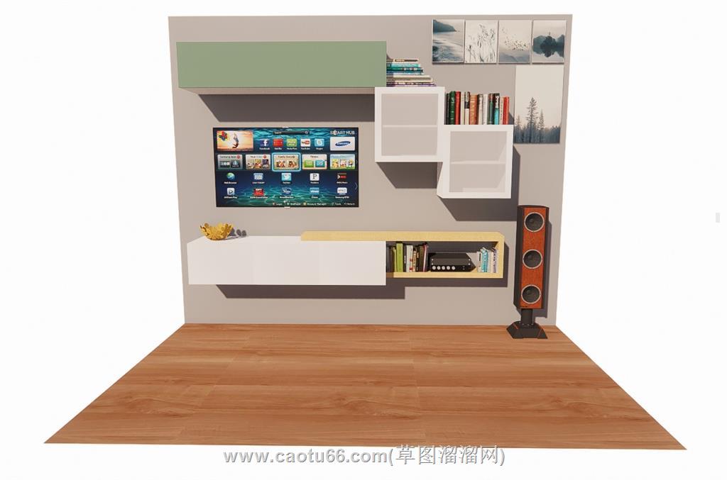 电视柜电视墙SU模型
