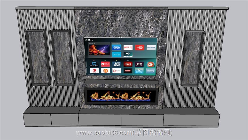电视柜电视墙SU模型