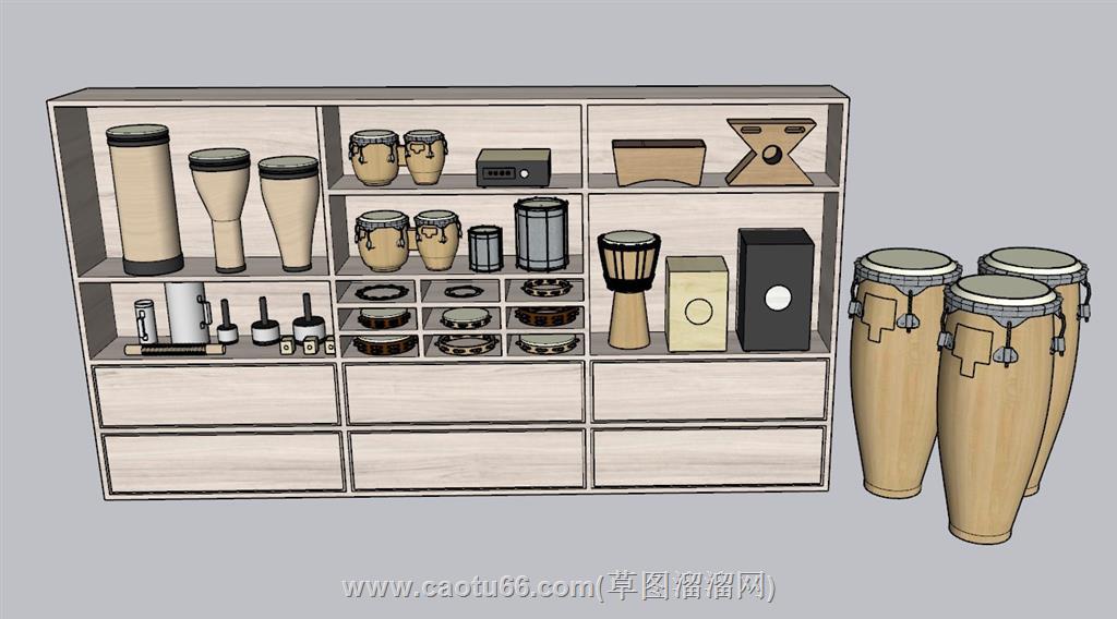 柜子手拍鼓SU模型