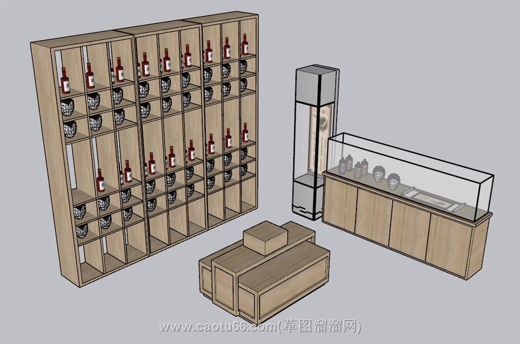 酒柜酒架SU模型