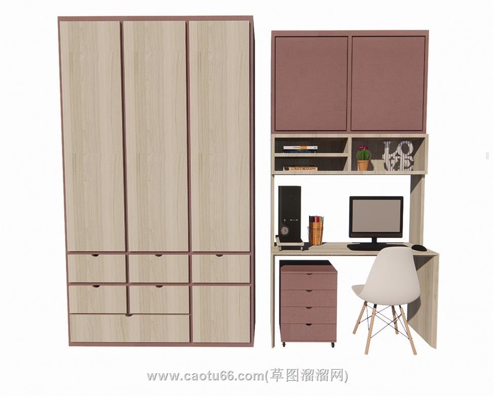 书桌衣柜SU模型