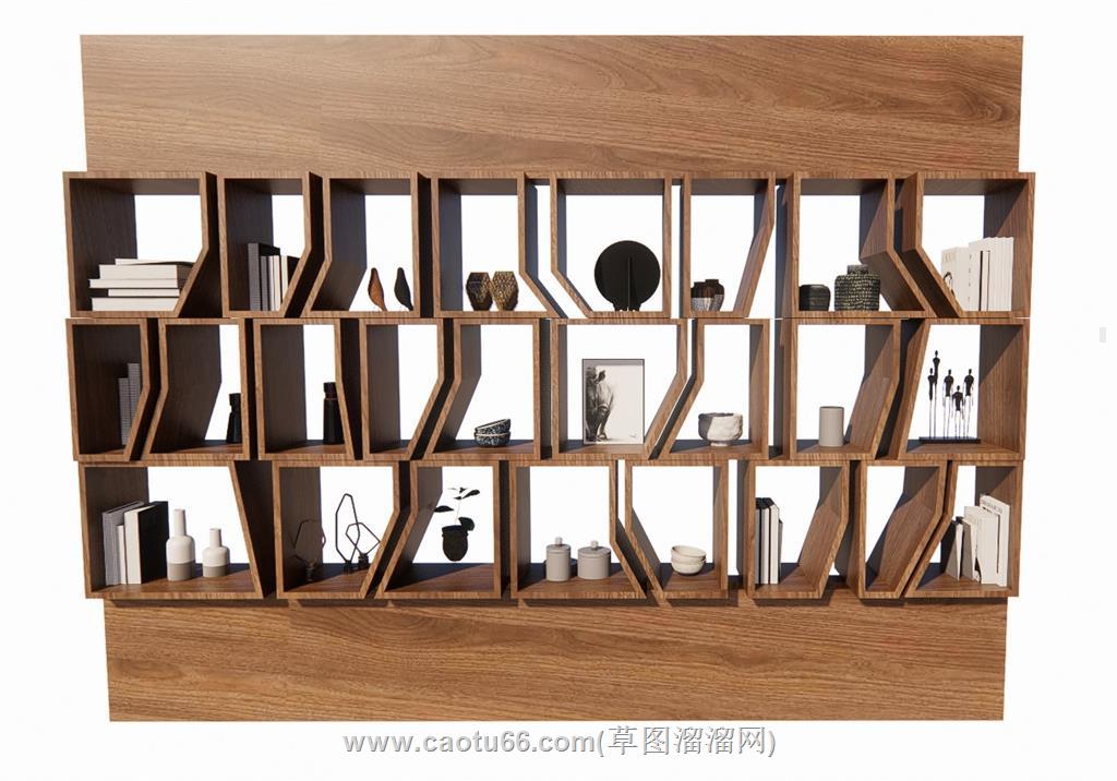 书架书柜置物架SU模型