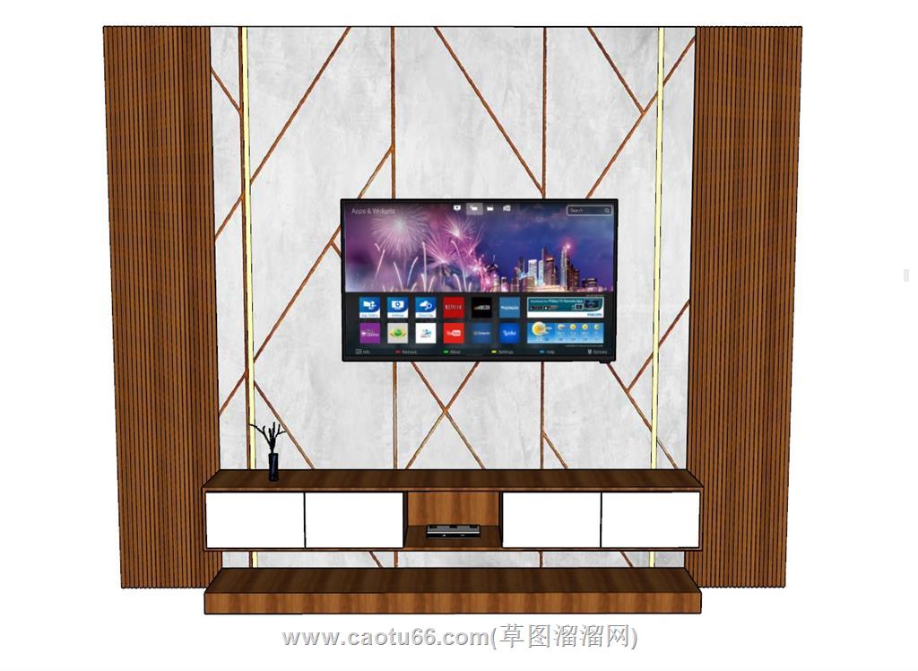 电视柜电视墙SU模型