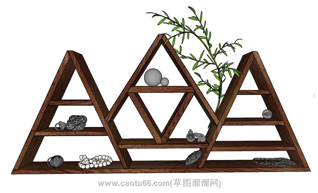 三角书架置物架SU模型