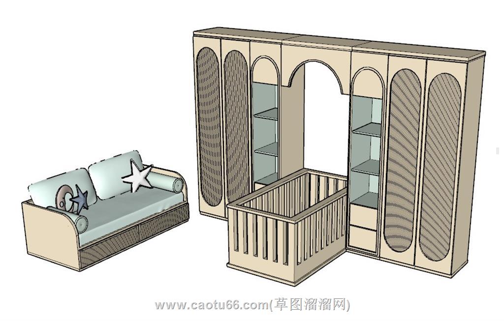衣柜婴儿床沙发SU模型