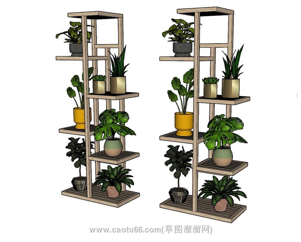 花架花盆SU模型