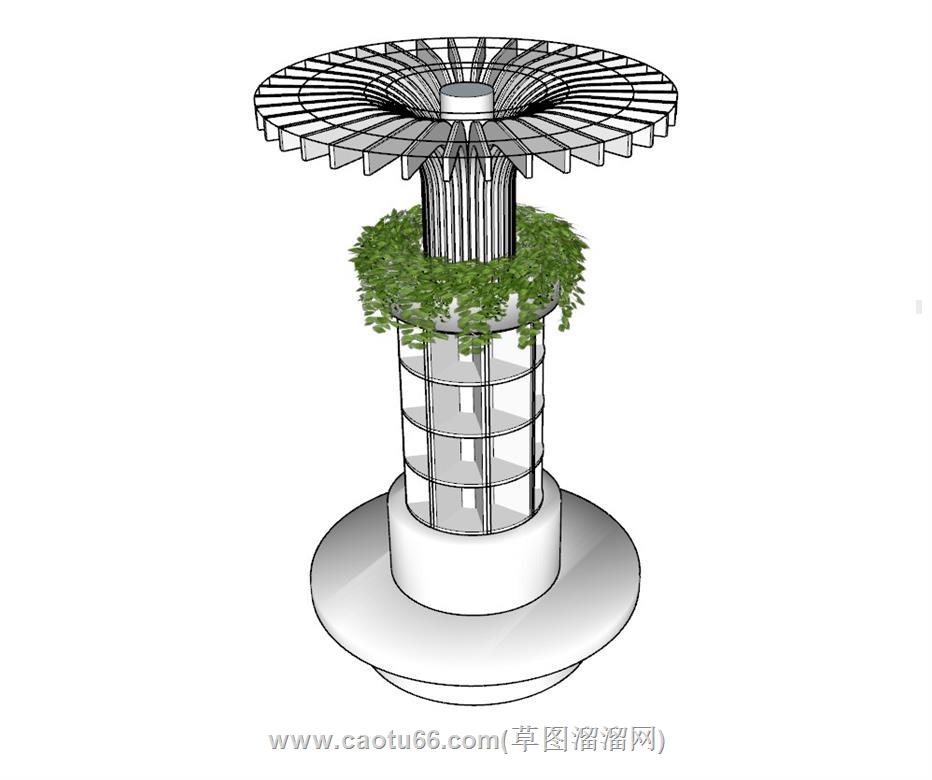 圆形书架座椅SU模型