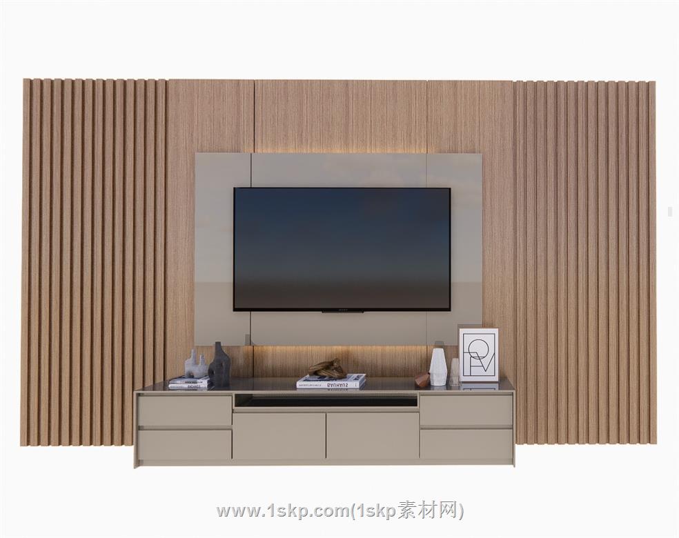 电视柜电视墙SU模型