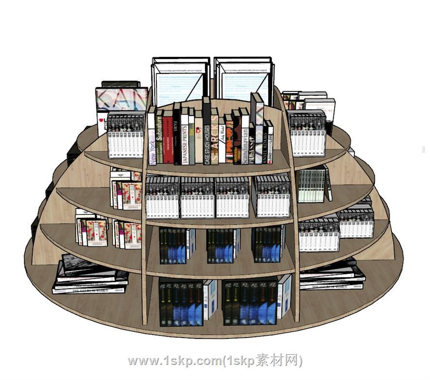 书店书架书柜SU模型