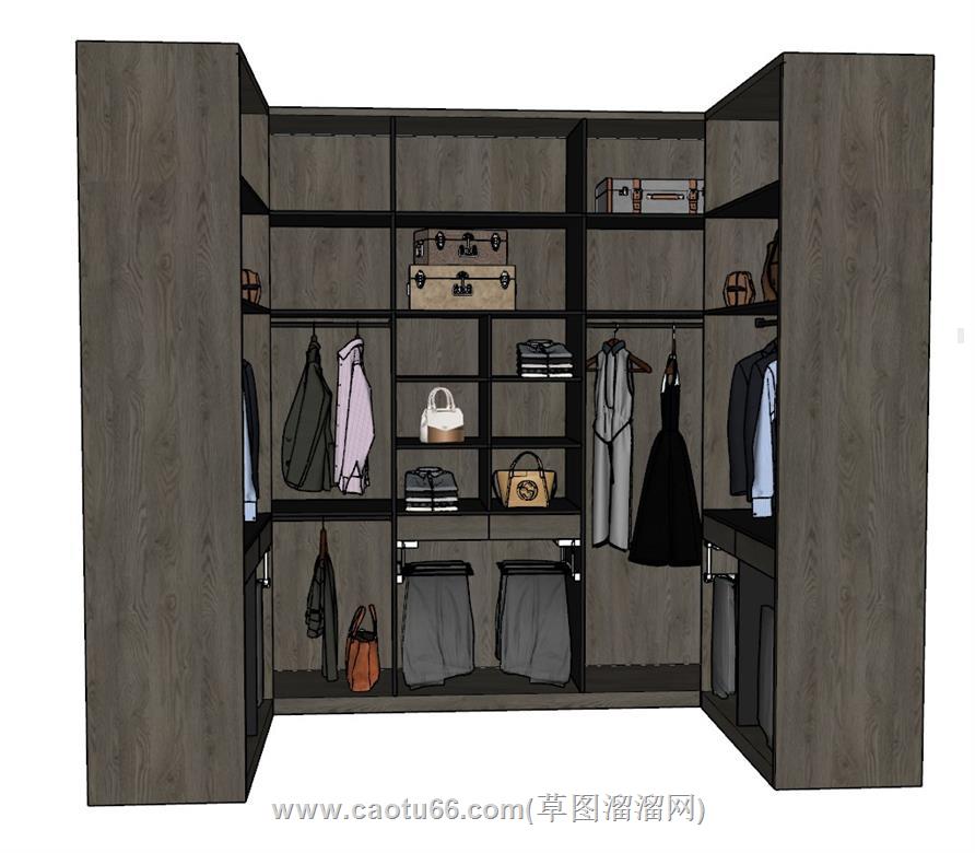 U形衣柜衣帽间SU模型