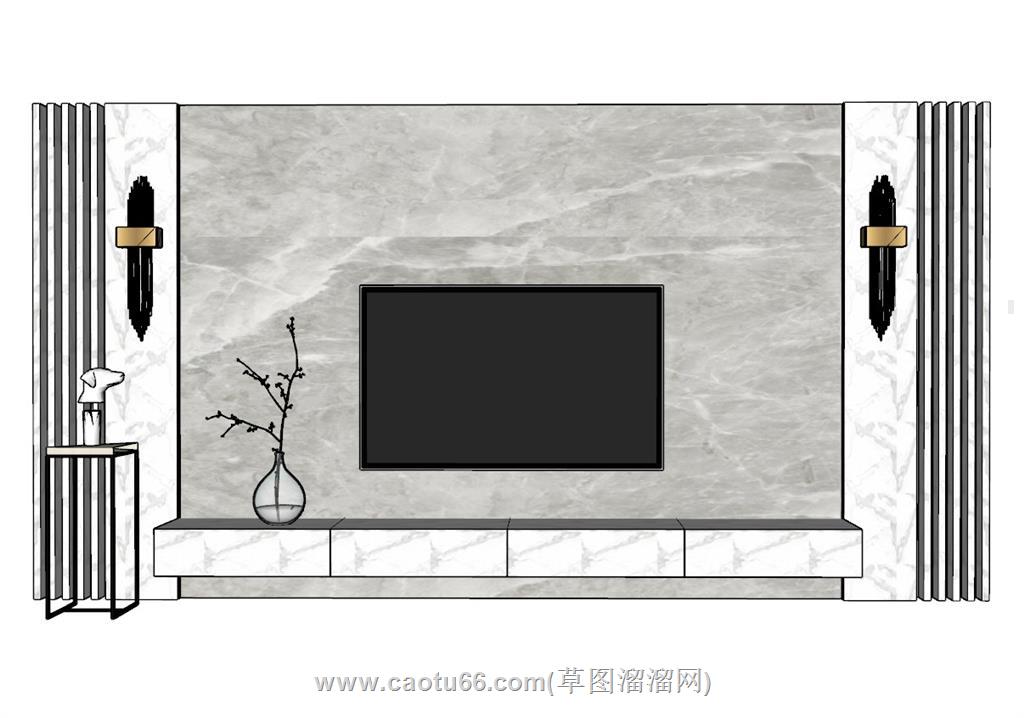 电视墙电视柜SU模型
