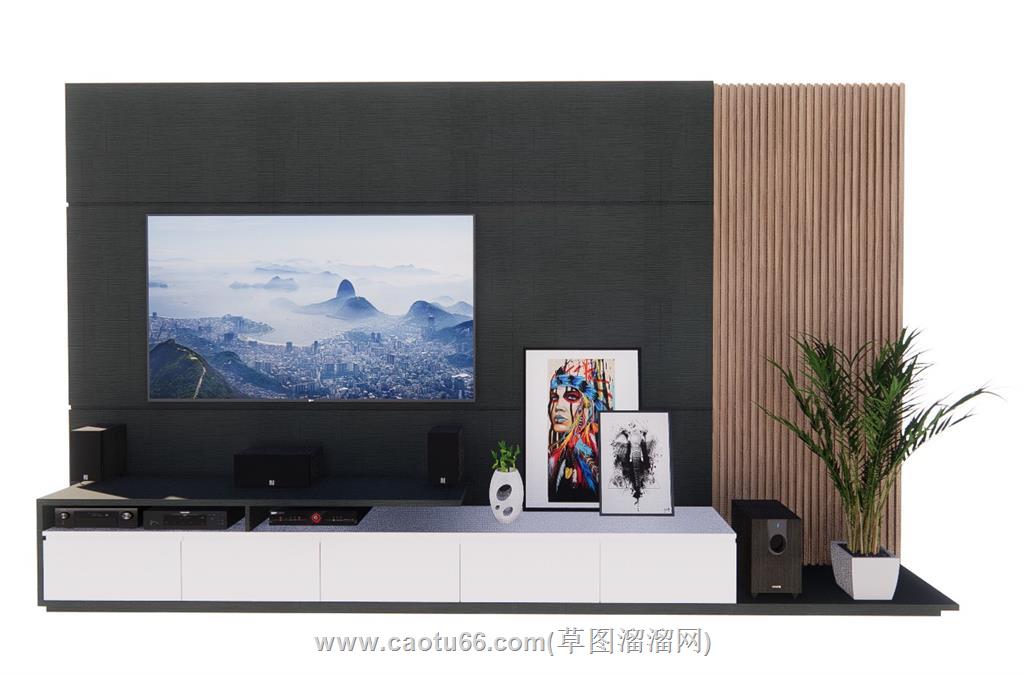 电视墙电视柜SU模型