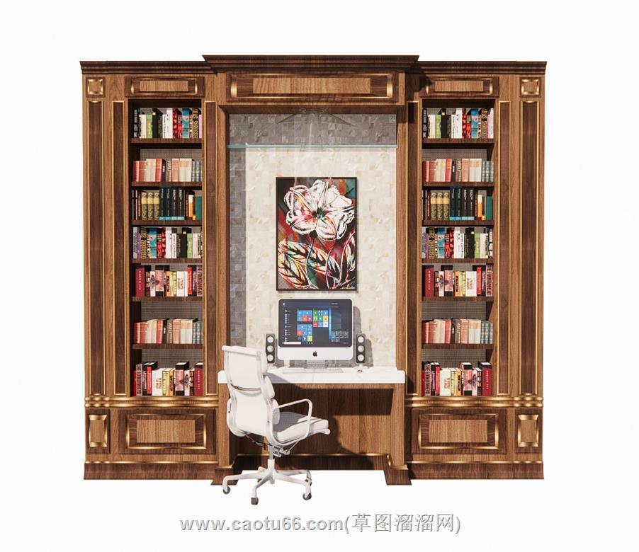 欧式复古书柜SU模型