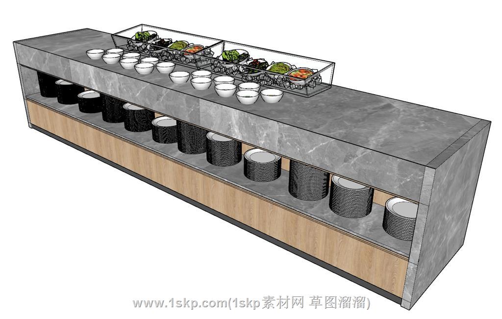 自助餐台食品SU模型