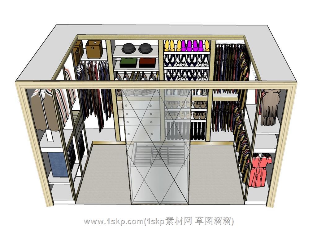 衣帽间衣帽柜SU模型