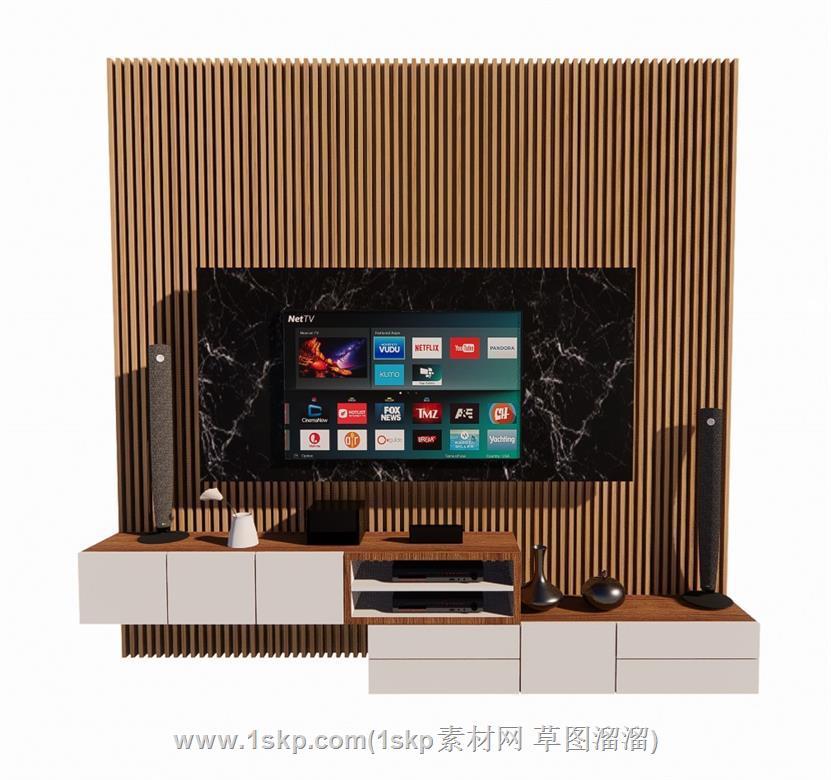 电视柜电视墙SU模型