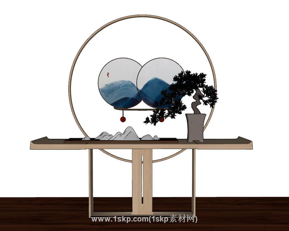 新中式玄关端景台SU模型