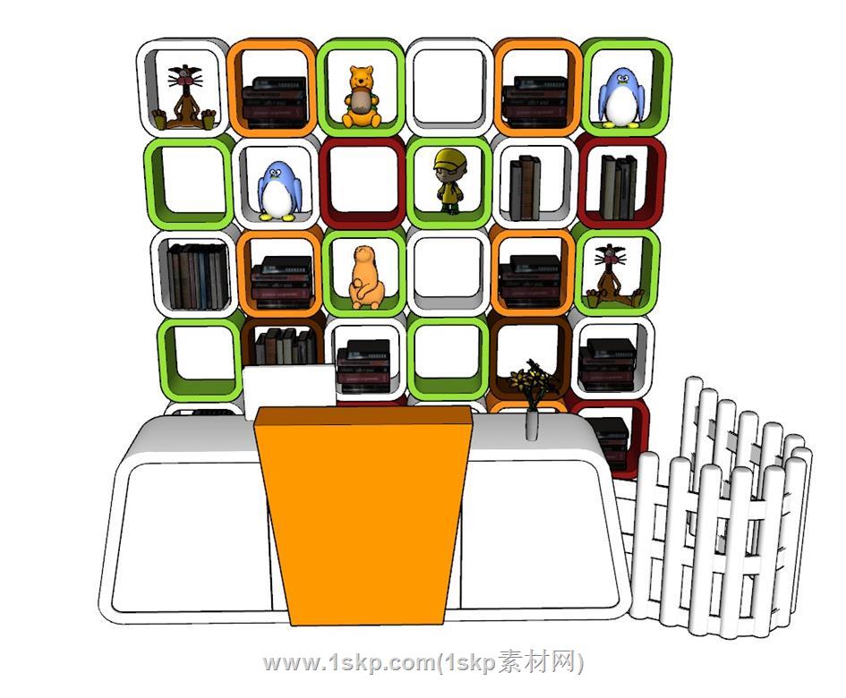 早教游乐场前台柜SU模型