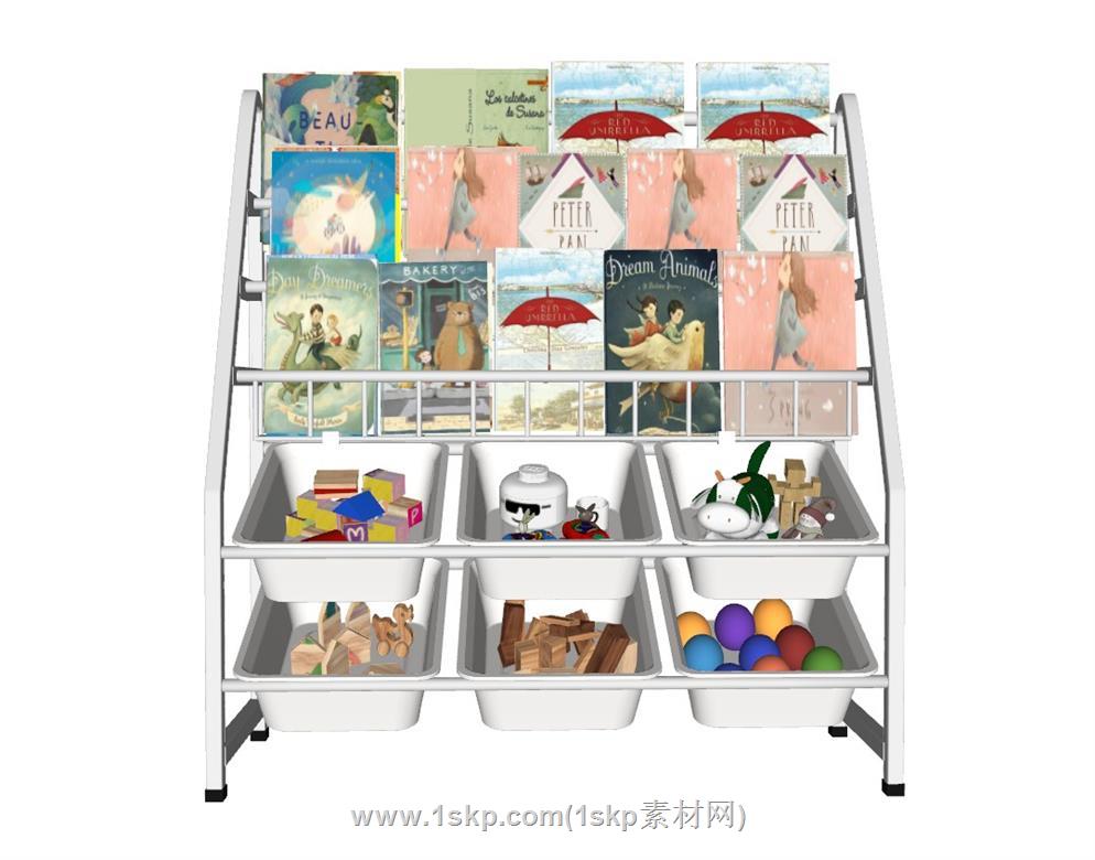 儿童玩具柜书架SU模型