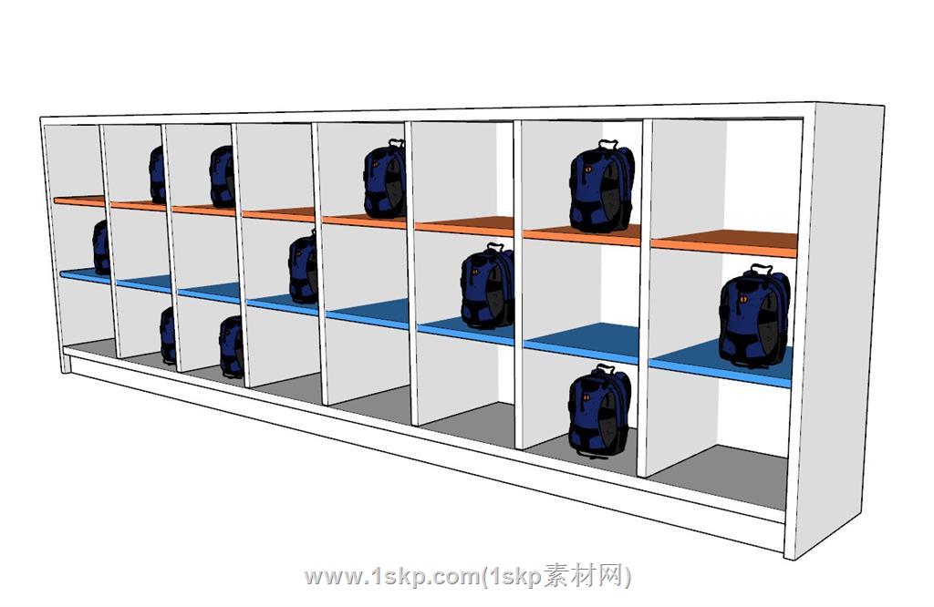 学校书包柜桌堂SU模型