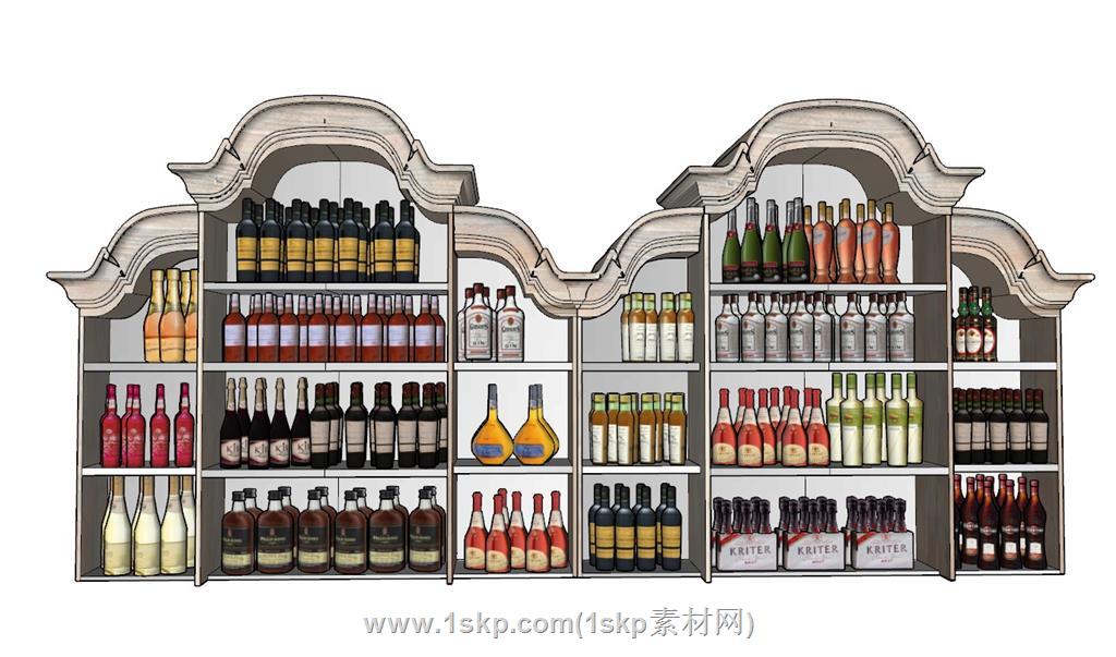 酒柜酒架酒瓶SU模型