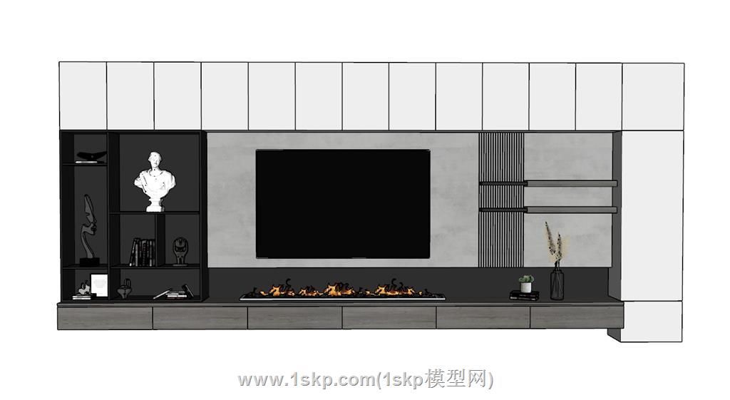 北欧电视墙SU模型