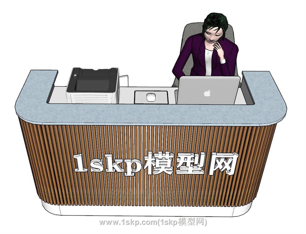 美女前台柜接待台SU模型