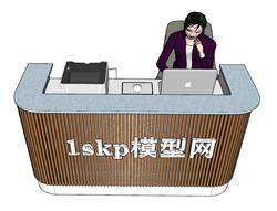 美女前台柜接待台SU模型