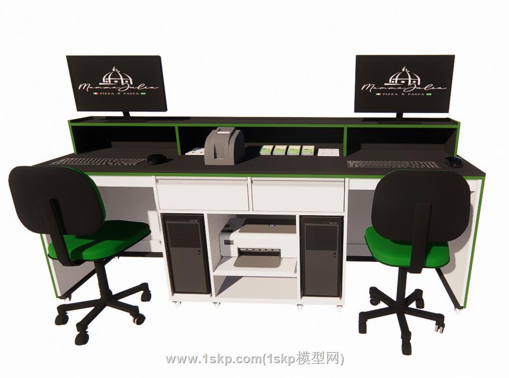 双人前台柜SU模型