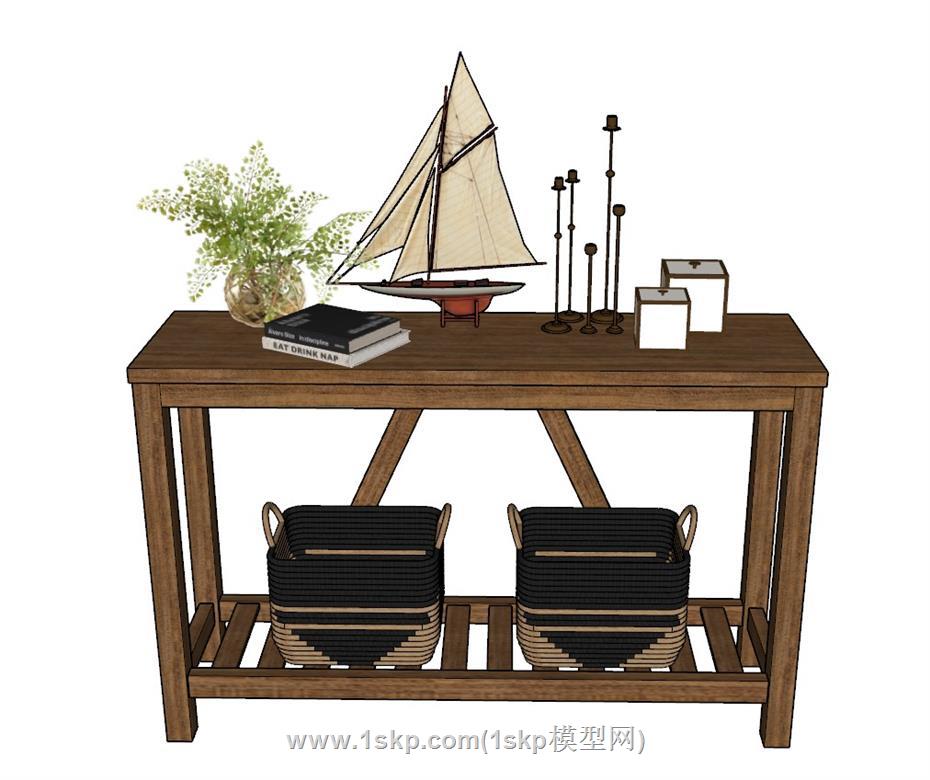 装饰柜帆船箩筐SU模型