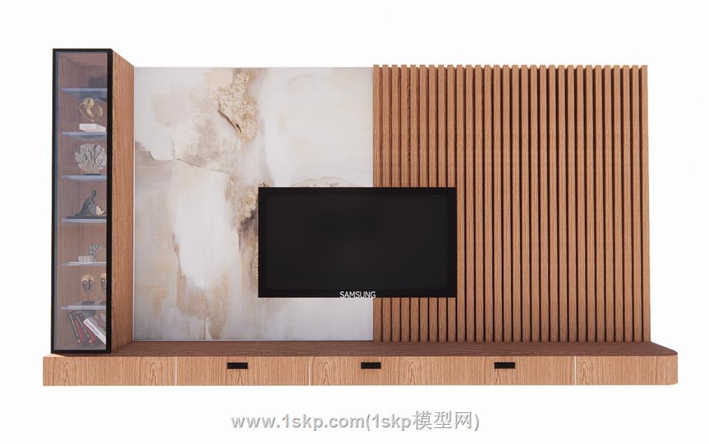电视墙电视柜SU模型
