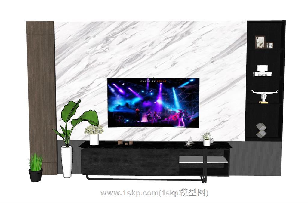 电视柜电视墙SU模型
