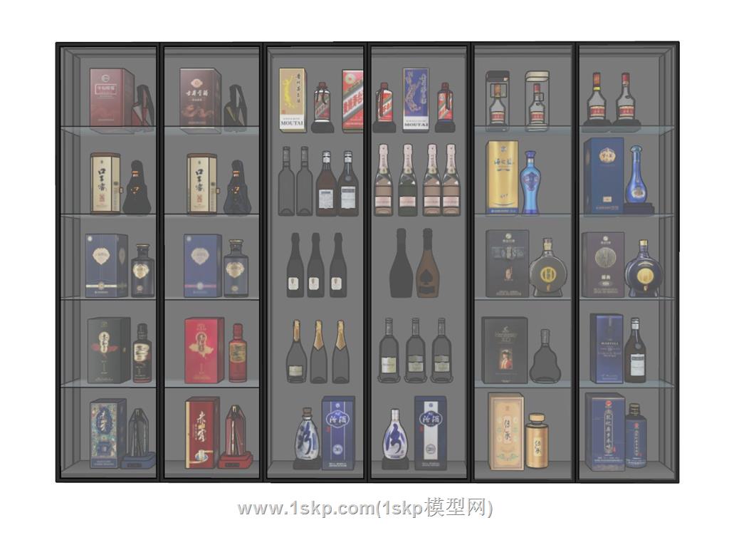 酒柜酒瓶SU模型