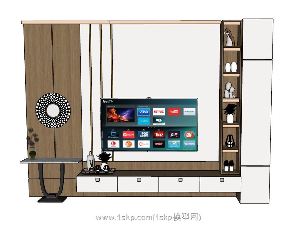 电视墙电视柜SU模型