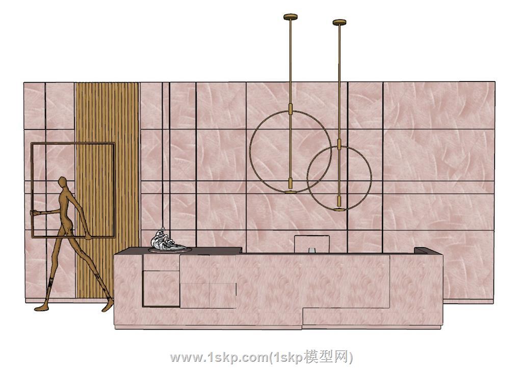 前台柜接待台SU模型