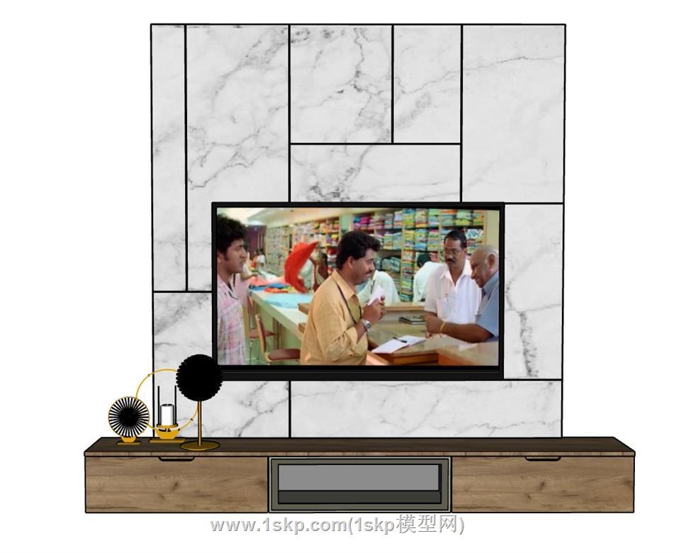 电视柜电视墙SU模型