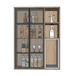 格子酒柜酒瓶SU模型