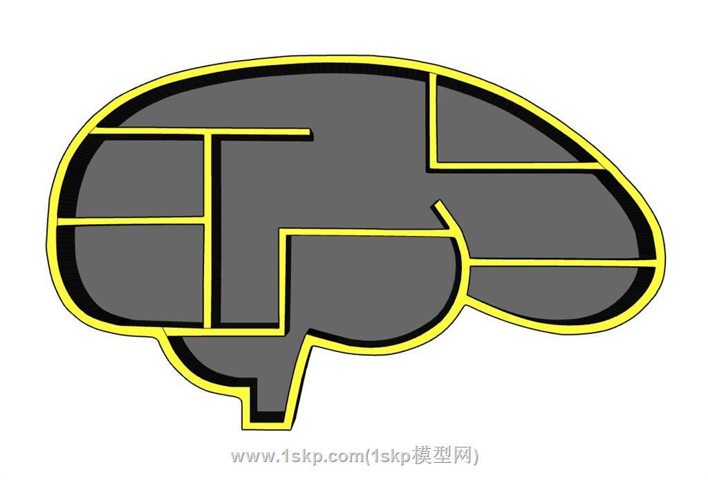 脑袋脑子书架SU模型