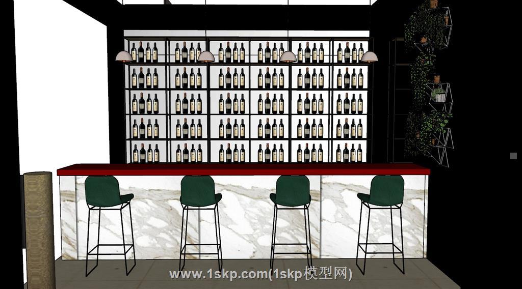 吧台酒柜SU模型