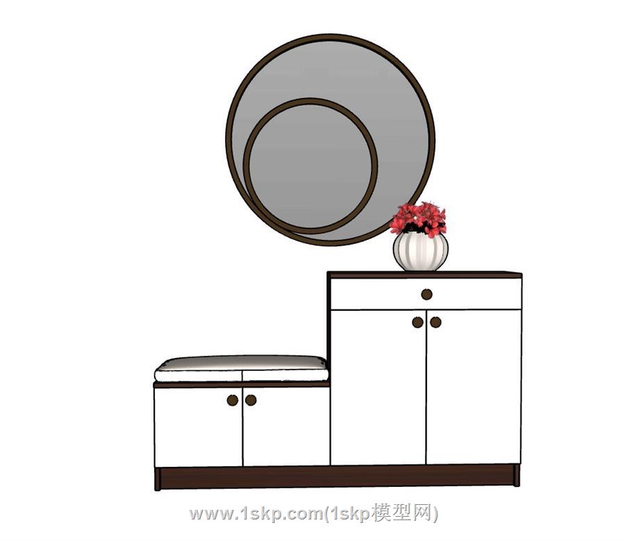 进门换鞋鞋柜SU模型